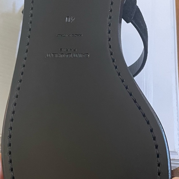 YSL Black Suede Cassandra thong flats with Silver hardware - Picture 4 of 6